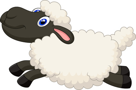 Cartoon sheep jumping のイラスト素材