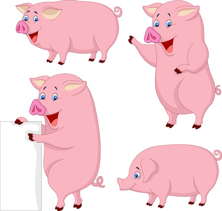 Cartoon fat pig collectionのイラスト素材