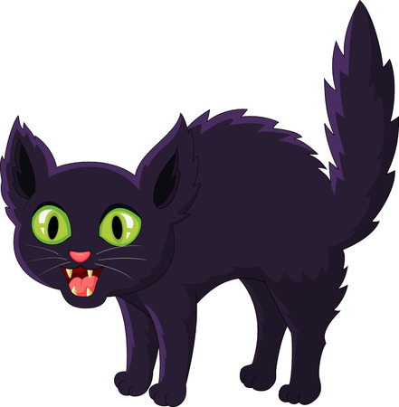 Frightened cartoon black catのイラスト素材