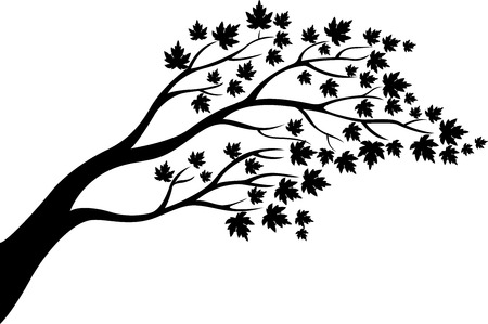 Maple tree silhouette cartoonのイラスト素材