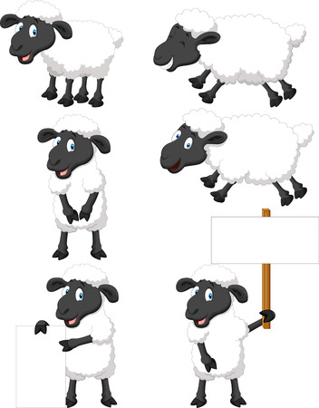 Cute cartoon sheep collection setのイラスト素材