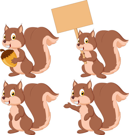 Cute cartoon squirrel collection setのイラスト素材