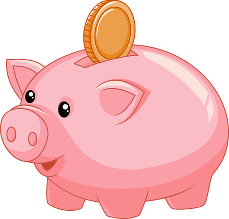 Piggy bank cartoon with coinのイラスト素材