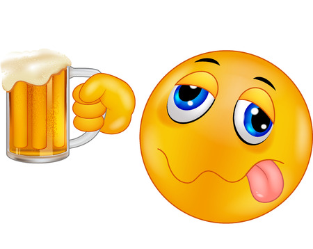Smiley emoticon cartoon holding beerのイラスト素材