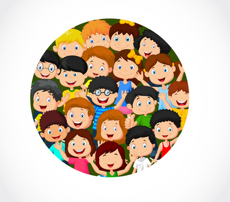 Crowd of children cartoon with blank spaceのイラスト素材
