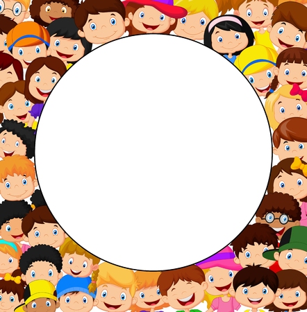 Crowd of children cartoon with blank spaceのイラスト素材
