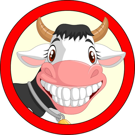 Happy cartoon cow mascotのイラスト素材