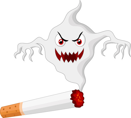 Cigarette with monster cartoon in smokeのイラスト素材