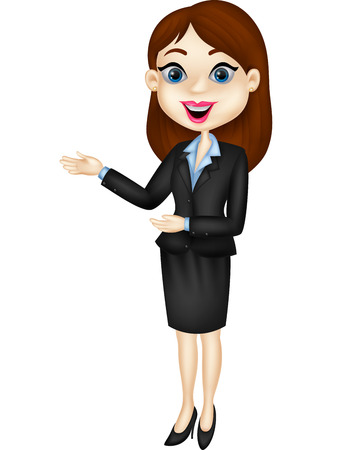 Smiling business woman cartoon presentingのイラスト素材
