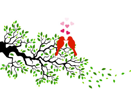 Love beard cartoon on a tree branchのイラスト素材