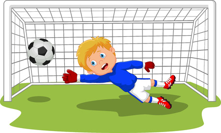 Soccer football goalie keeper cartoon saving a goalのイラスト素材