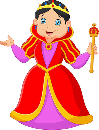 Cartoon queen holding scepterのイラスト素材