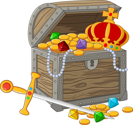 Cartoon Open Treasure Chestのイラスト素材