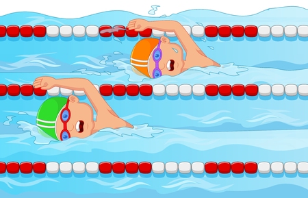 Young swimmer cartoon in the swimming poolのイラスト素材