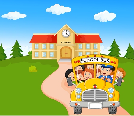 Cartoon Little kids are going to homeのイラスト素材