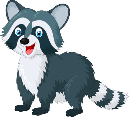 Raccoon cartoon wavingのイラスト素材