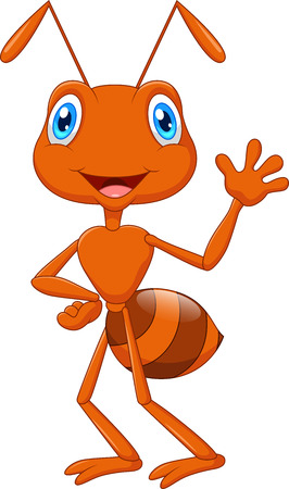 Cute ant cartoon wavingのイラスト素材