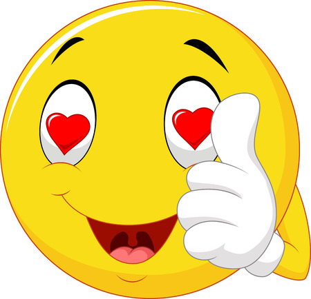 Vector illustration of Cartoon smiley love face and giving thumb upのイラスト素材
