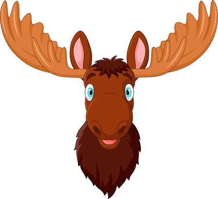 illustration of Cartoon moose head isolated on white backgroundのイラスト素材
