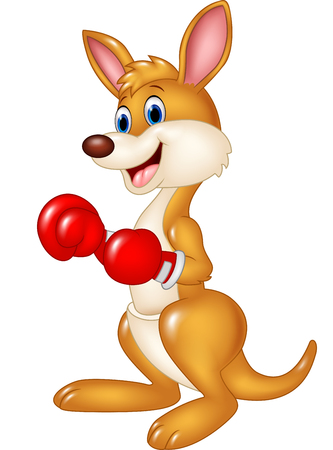 Vector illustration of Cartoon kangaroo boxing isolated on white backgroundのイラスト素材