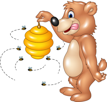 Vector illustration of Cute bear holding Bee hiveのイラスト素材