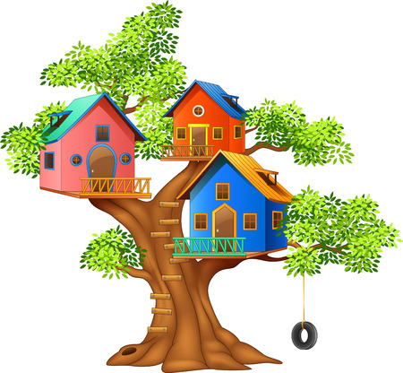 Vector illustration of a colorful tree houseのイラスト素材