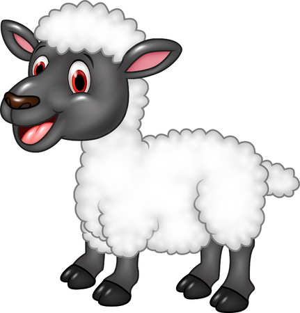 Vector illustration of Cartoon funny sheep posing isolated on white backgroundのイラスト素材