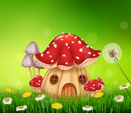 Vector illustration of Beautiful home mushroom houseのイラスト素材