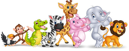 Vector illustration of Happy animal africa isolated on white backgroundのイラスト素材