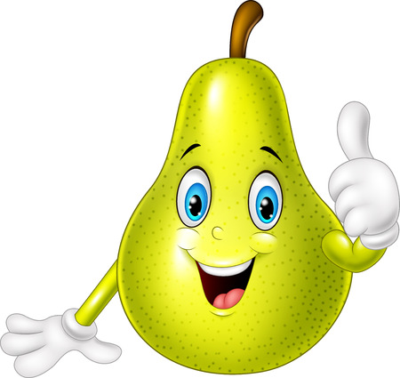 illustration of Cartoon pear giving thumbs upのイラスト素材