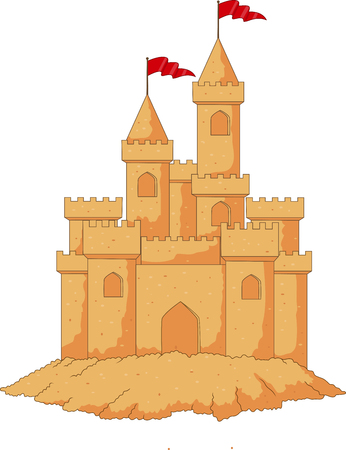 Cartoon sandcastle isolated on white backgroundのイラスト素材