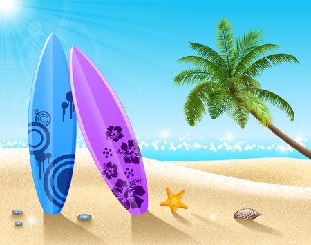Vector illustration of Summer beach backgroundのイラスト素材