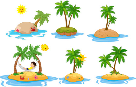 A Vector illustration of Cartoon tropical island collection setのイラスト素材