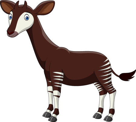 Vector illustration of cartoon okapi isolated on white backgroundのイラスト素材