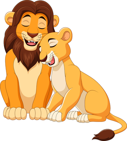 Vector illustration of cartoon lion coupleのイラスト素材