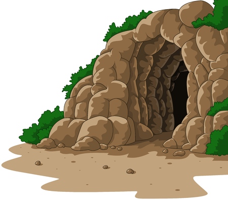 Vector illustration of Cartoon cave isolated on white backgroundのイラスト素材