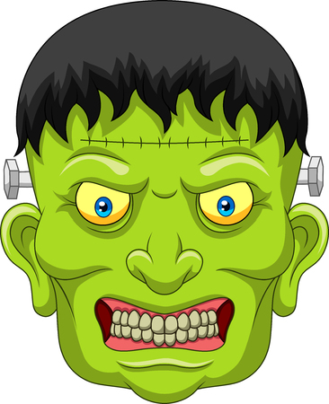 Vector illustration of Cartoon Frankenstein head isolated on white backgroundのイラスト素材