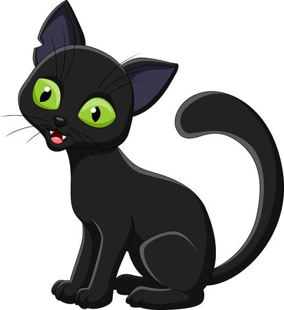 Vector illustration of Cartoon black cat isolated on white backgroundのイラスト素材