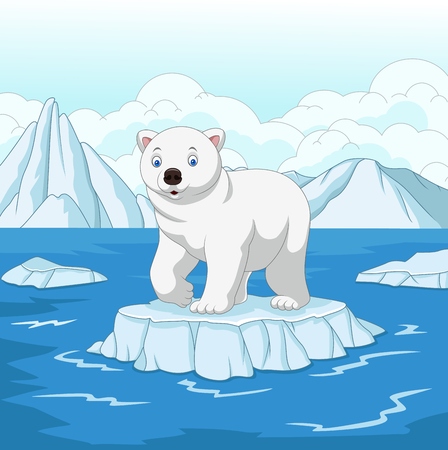 Vector illustration of Cartoon polar bear isolated on ice floeのイラスト素材
