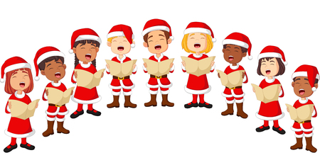 Choir girls and boys singing a songのイラスト素材