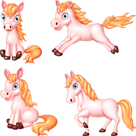 Cartoon horse collection setのイラスト素材