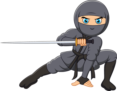 Vector illustration of Cartoon ninja holding a swordのイラスト素材