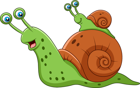 Vector illustration of Cartoon mother snail and her babyのイラスト素材