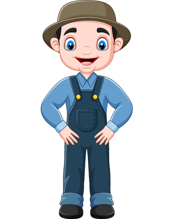 Vector illustration of Cartoon funny farmer posingのイラスト素材