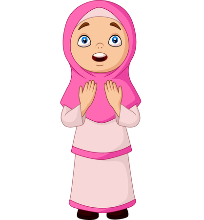 Vector illustration of Cartoon Muslim girl prayingのイラスト素材