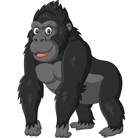 Vector illustration of Cartoon funny gorilla on white backgroundのイラスト素材