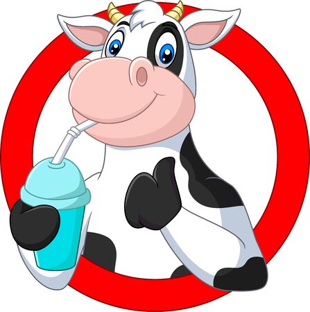 Vector illustration of Cartoon happy cow drinking waterのイラスト素材