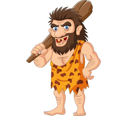 Vector illustration of Cartoon caveman holding a clubのイラスト素材