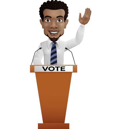 Vector illustration of Businessman speaker on presentation podiumのイラスト素材