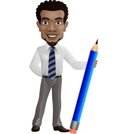 Vector illustration of Cartoon businessman holding a pencilのイラスト素材